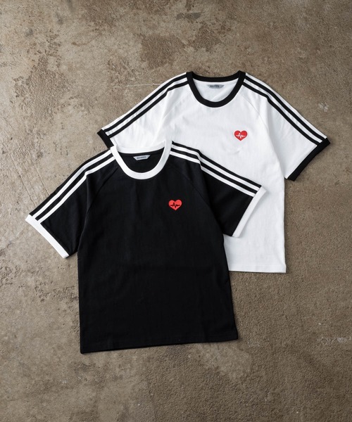 ADAMASTE（アダマスト）の「side line heart logo ringer T-shirt - サイドラインハートロゴリンガーT（Tシャツ/カットソー・メンズ・ホワイト/ブラック・MEDIUM/LARGE）」の6枚目の写真