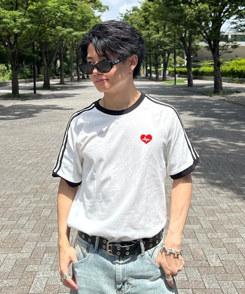 ADAMASTE（アダマスト）の「side line heart logo ringer T-shirt - サイドラインハートロゴリンガーT（Tシャツ/カットソー・メンズ・ホワイト/ブラック・MEDIUM/LARGE）」の10枚目の写真