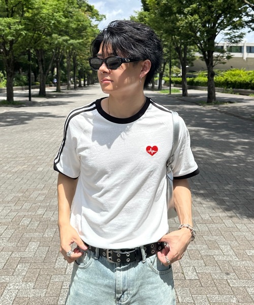 ADAMASTE（アダマスト）の「side line heart logo ringer T-shirt - サイドラインハートロゴリンガーT（Tシャツ/カットソー・メンズ・ホワイト/ブラック・MEDIUM/LARGE）」の11枚目の写真