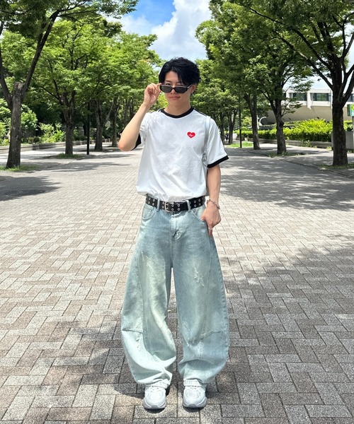 ADAMASTE（アダマスト）の「side line heart logo ringer T-shirt - サイドラインハートロゴリンガーT（Tシャツ/カットソー・メンズ・ホワイト/ブラック・MEDIUM/LARGE）」の12枚目の写真