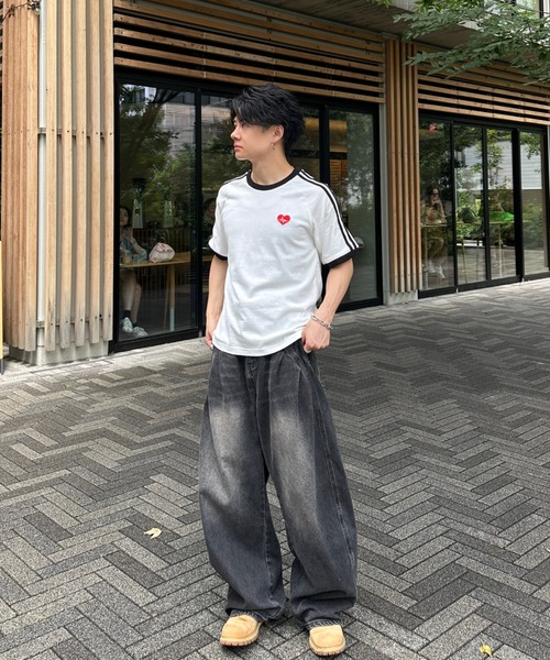 ADAMASTE（アダマスト）の「side line heart logo ringer T-shirt - サイドラインハートロゴリンガーT（Tシャツ/カットソー・メンズ・ホワイト/ブラック・MEDIUM/LARGE）」の16枚目の写真