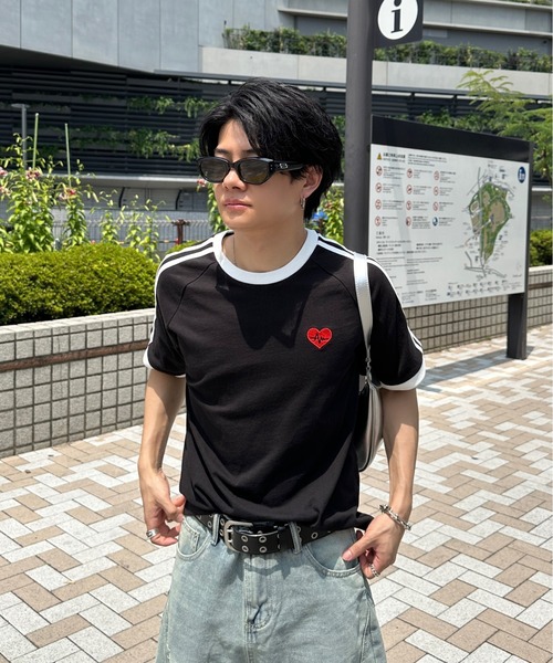 ADAMASTE（アダマスト）の「side line heart logo ringer T-shirt - サイドラインハートロゴリンガーT（Tシャツ/カットソー・メンズ・ホワイト/ブラック・MEDIUM/LARGE）」の17枚目の写真