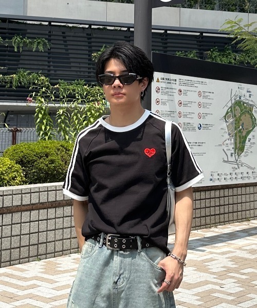 ADAMASTE（アダマスト）の「side line heart logo ringer T-shirt - サイドラインハートロゴリンガーT（Tシャツ/カットソー・メンズ・ホワイト/ブラック・MEDIUM/LARGE）」の19枚目の写真