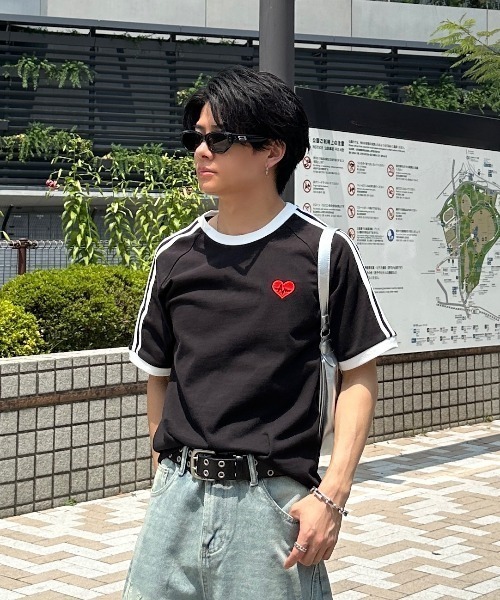 ADAMASTE（アダマスト）の「side line heart logo ringer T-shirt - サイドラインハートロゴリンガーT（Tシャツ/カットソー・メンズ・ホワイト/ブラック・MEDIUM/LARGE）」の20枚目の写真