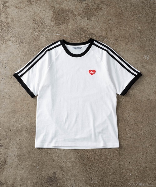 ADAMASTE（アダマスト）の「side line heart logo ringer T-shirt - サイドラインハートロゴリンガーT（Tシャツ/カットソー・メンズ・ホワイト/ブラック・MEDIUM/LARGE）」の7枚目の写真