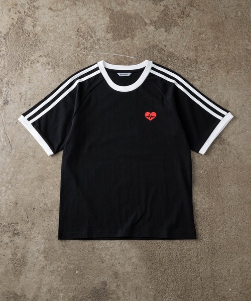 ADAMASTE（アダマスト）の「side line heart logo ringer T-shirt - サイドラインハートロゴリンガーT（Tシャツ/カットソー・メンズ・ホワイト/ブラック・MEDIUM/LARGE）」の8枚目の写真