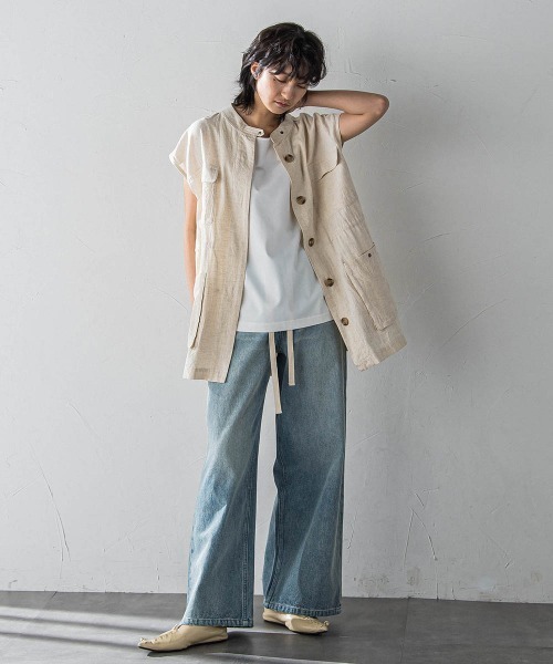 MAYSON GREY(メイソングレイ)の「コットンリネンワークジレ≪手洗い可能≫(ベスト・レディース・チャコールグレー/ホワイト系その他/ベージュ・M)」の22枚目の写真