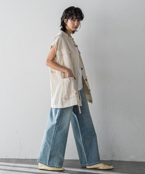 MAYSON GREY(メイソングレイ)の「コットンリネンワークジレ≪手洗い可能≫(ベスト・レディース・チャコールグレー/ホワイト系その他/ベージュ・M)」の21枚目の写真