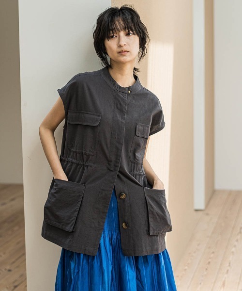 MAYSON GREY(メイソングレイ)の「コットンリネンワークジレ≪手洗い可能≫(ベスト・レディース・チャコールグレー/ホワイト系その他/ベージュ・M)」の19枚目の写真