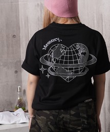 【MEMORY】ラインストーン アースハート S/S Tシャツ / Rhinestone Earth Heart T-shirt