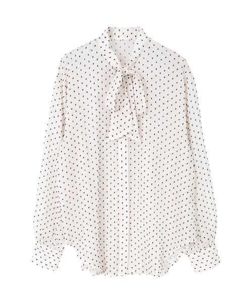 UR'S（ユアーズ）の「シアードビードットボウタイブラウス（シャツ/ブラウス・レディース・ホワイト/ブラック・S/L/M）」の2枚目の写真