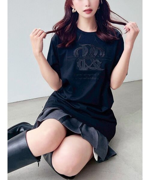 Re:room ★新品未使用品★ ラインロゴリブベロアTシャツ & ショーツ Re:room 刺繍 Tシャツ - メルカリ