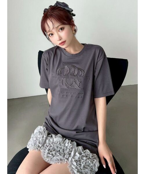 RESEXXY（リゼクシー）の「エンブロイダリーロゴTシャツ（Tシャツ/カットソー・レディース・ブラック/チャコールグレー/ホワイト/ピンク・FREE）」の19枚目の写真