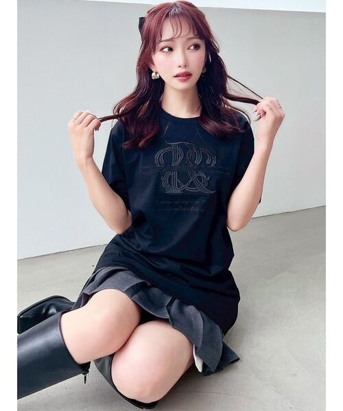 RESEXXY(リゼクシー)の「エンブロイダリーロゴTシャツ(Tシャツ/カットソー・レディース・ブラック/チャコールグレー/ホワイト/ピンク・FREE)」の19枚目の写真