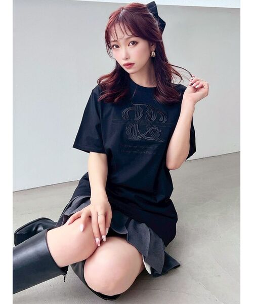 RESEXXY（リゼクシー）の「エンブロイダリーロゴTシャツ（Tシャツ/カットソー・レディース・ブラック/チャコールグレー/ホワイト/ピンク・FREE）」の13枚目の写真