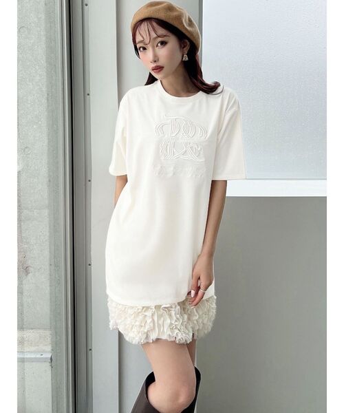 RESEXXY（リゼクシー）の「エンブロイダリーロゴTシャツ（Tシャツ/カットソー・レディース・ブラック/チャコールグレー/ホワイト/ピンク・FREE）」の15枚目の写真