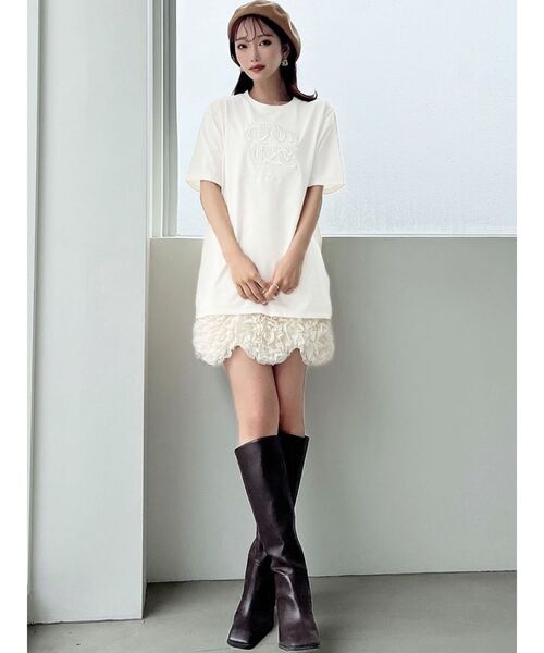 RESEXXY（リゼクシー）の「エンブロイダリーロゴTシャツ（Tシャツ/カットソー・レディース・ブラック/チャコールグレー/ホワイト/ピンク・FREE）」の18枚目の写真