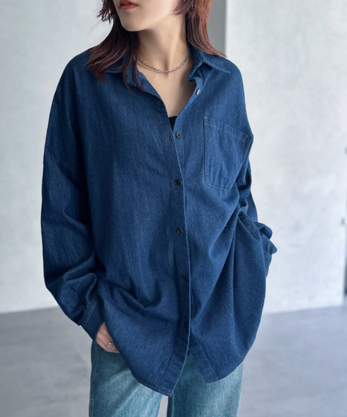 ブラウス シャツ 「Good Riddance」ウォッシュド ルーズ デニムシャツ レディース セール】【Good Riddance】ウォッシュド ルーズ デニムシャツ