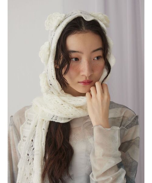 merry jennyおはなニットバラクラバ/レディース帽子/新品未使用 セール】おはなニットバラクラバ（ニットキャップ/ビーニー