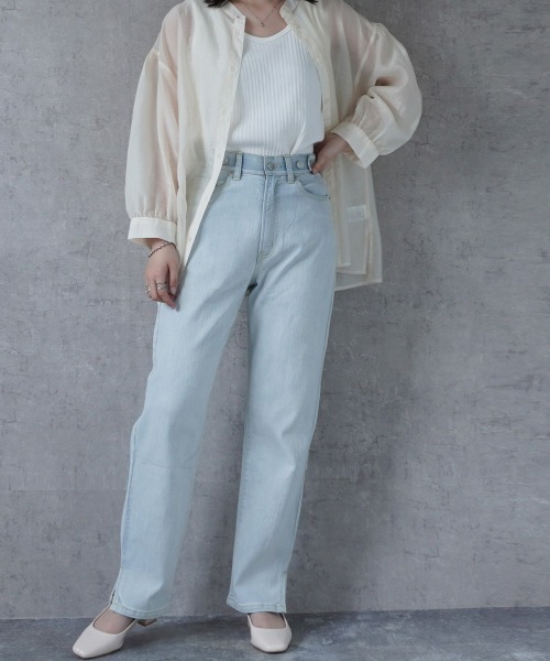 SELECT LEVERY(セレクトリベリー)の「サイドスリットリサイクルデニムストレートパンツ(デニムパンツ・レディース・ブラック/ブルー/ネイビー/ライトブルー・SMALL/MEDIUM/LARGE/X-LARGE)」の11枚目の写真