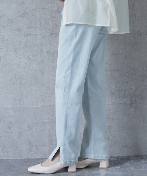 SELECT LEVERY(セレクトリベリー)の「サイドスリットリサイクルデニムストレートパンツ(デニムパンツ・レディース・ブラック/ブルー/ネイビー/ライトブルー・SMALL/MEDIUM/LARGE/X-LARGE)」の9枚目の写真