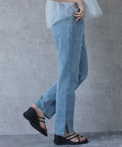 SELECT LEVERY(セレクトリベリー)の「サイドスリットリサイクルデニムストレートパンツ(デニムパンツ・レディース・ブラック/ブルー/ネイビー/ライトブルー・SMALL/MEDIUM/LARGE/X-LARGE)」の13枚目の写真