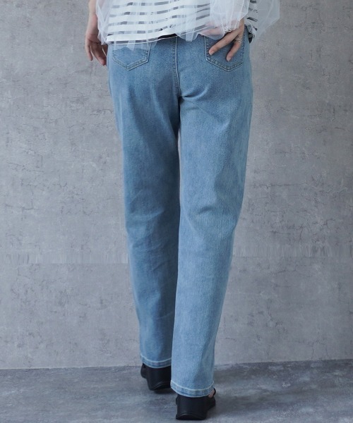 SELECT LEVERY(セレクトリベリー)の「サイドスリットリサイクルデニムストレートパンツ(デニムパンツ・レディース・ブラック/ブルー/ネイビー/ライトブルー・SMALL/MEDIUM/LARGE/X-LARGE)」の14枚目の写真