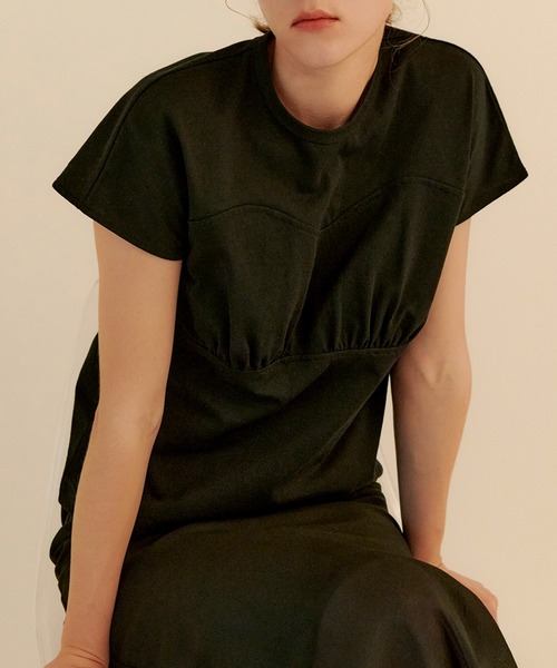 kiehtova（キエトヴァ）の「【kiehtova】BREEZE COTTON BUSTIER TEE/ブリーズ コットン ビスチェティー KTWR36（Tシャツ/カットソー・レディース・ブラック/ホワイト・FREE）」の2枚目の写真
