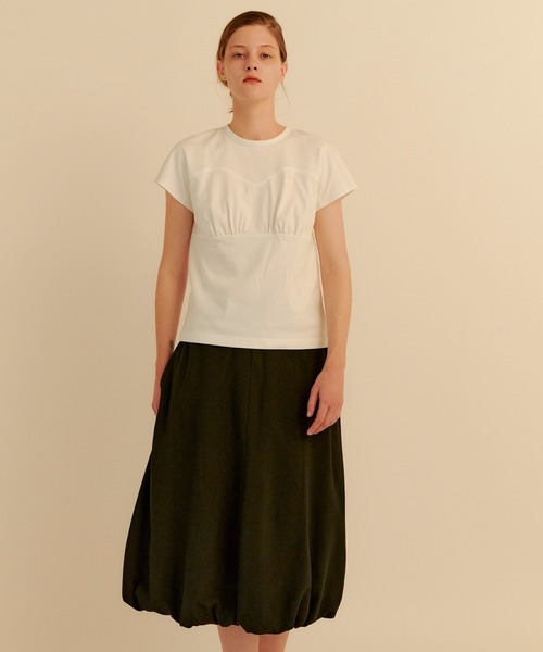 kiehtova（キエトヴァ）の「【kiehtova】BREEZE COTTON BUSTIER TEE/ブリーズ コットン ビスチェティー KTWR36（Tシャツ/カットソー・レディース・ブラック/ホワイト・FREE）」の3枚目の写真