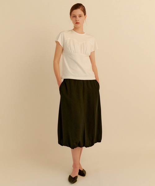 kiehtova（キエトヴァ）の「【kiehtova】BREEZE COTTON BUSTIER TEE/ブリーズ コットン ビスチェティー KTWR36（Tシャツ/カットソー・レディース・ブラック/ホワイト・FREE）」の4枚目の写真
