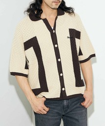 Lee | Wrangler/ラングラー 配色ニットシャツ/切り替えニットトップス/ニット半袖トップス/半袖ニット/サマーニット(シャツ/ブラウス)