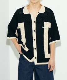 Lee | Wrangler/ラングラー 配色ニットシャツ/切り替えニットトップス/ニット半袖トップス/半袖ニット/サマーニット(シャツ/ブラウス)