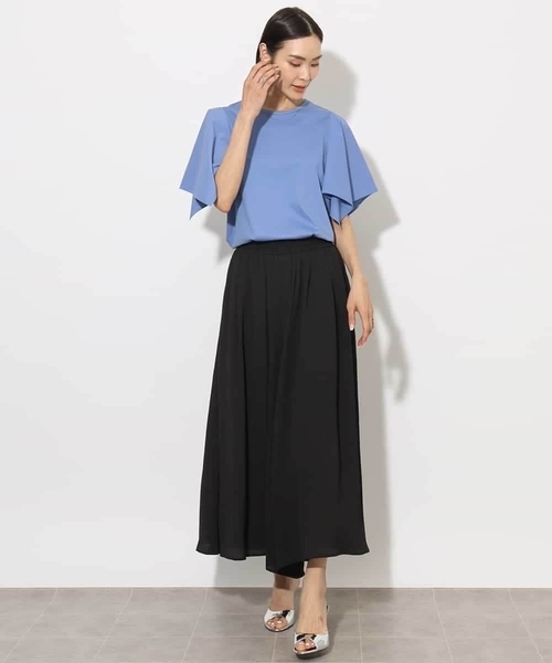 MICHEL KLEIN（ミッシェル・クラン）の「[接触冷感]異素材スリーブカットソー（Tシャツ/カットソー・レディース・ダークインディゴブルー/ホワイト/ブラック・38）」の13枚目の写真
