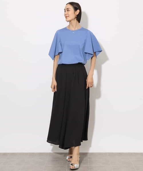 MICHEL KLEIN（ミッシェル・クラン）の「[接触冷感]異素材スリーブカットソー（Tシャツ/カットソー・レディース・ダークインディゴブルー/ホワイト/ブラック・38）」の14枚目の写真