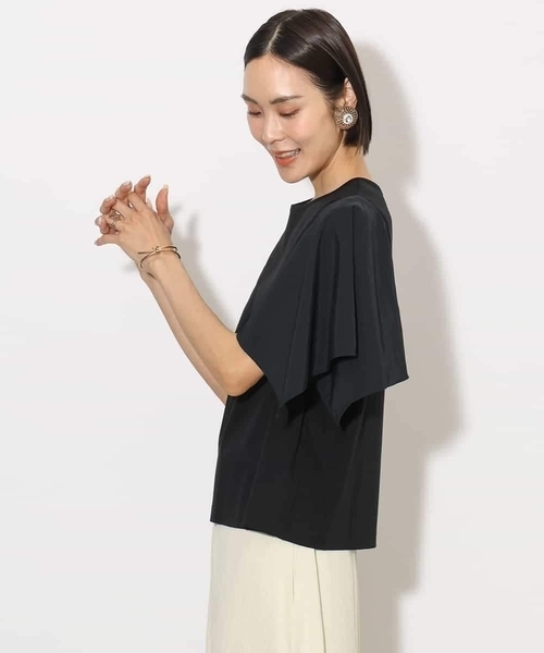 MICHEL KLEIN（ミッシェル・クラン）の「[接触冷感]異素材スリーブカットソー（Tシャツ/カットソー・レディース・ダークインディゴブルー/ホワイト/ブラック・38）」の17枚目の写真