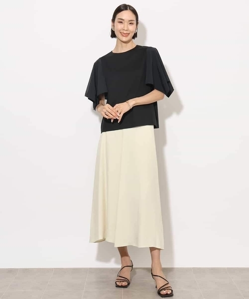 MICHEL KLEIN（ミッシェル・クラン）の「[接触冷感]異素材スリーブカットソー（Tシャツ/カットソー・レディース・ダークインディゴブルー/ホワイト/ブラック・38）」の18枚目の写真