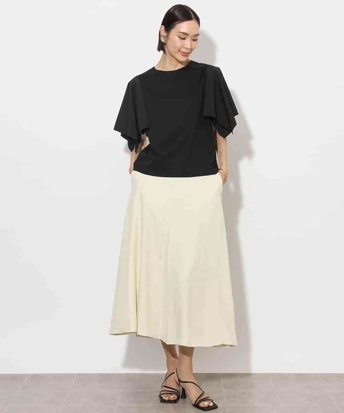 MICHEL KLEIN（ミッシェル・クラン）の「[接触冷感]異素材スリーブカットソー（Tシャツ/カットソー・レディース・ダークインディゴブルー/ホワイト/ブラック・38）」の19枚目の写真
