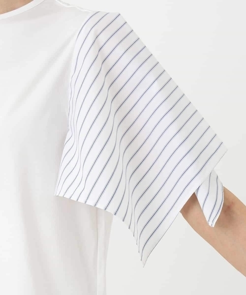 セール】[接触冷感]異素材スリーブカットソー（Tシャツ