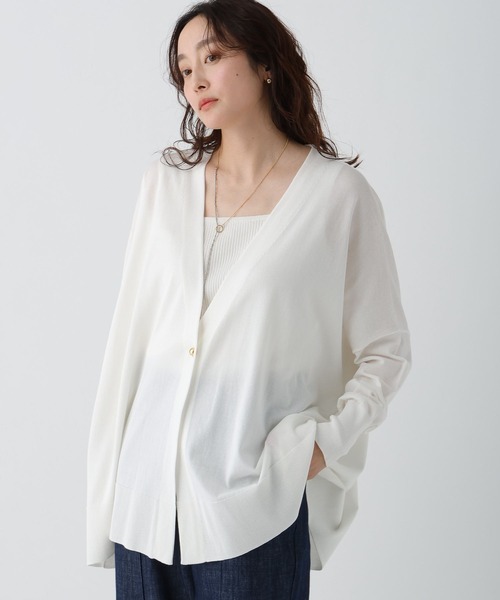 Elura（エルーラ）の「UVカットガウンカーディガン/495594（カーディガン/ボレロ・レディース・ブラック/グレイッシュベージュ/グリーン系その他/ホワイト/イエロー/ダークブラウン・FREE）」の2枚目の写真