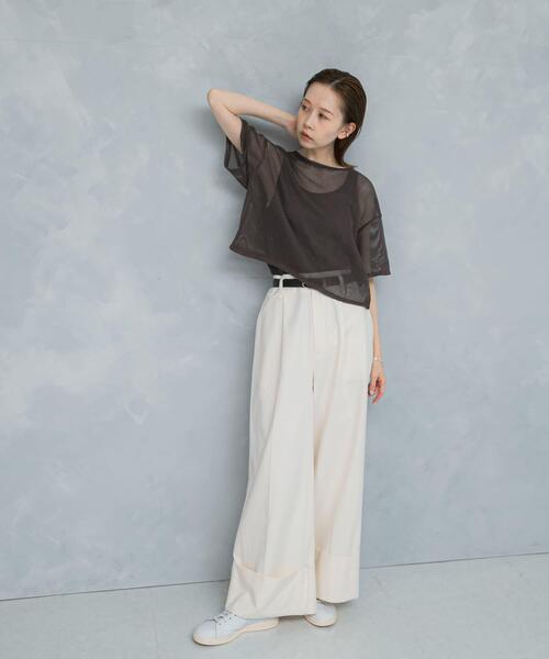 URBAN RESEARCH ROSSO WOMEN(アーバンリサーチ ロッソ)の「レイヤードメッシュカットソー(Tシャツ/カットソー・レディース・モカ/ブラック・FREE)」の5枚目の写真