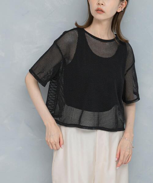 URBAN RESEARCH ROSSO WOMEN(アーバンリサーチ ロッソ)の「レイヤードメッシュカットソー(Tシャツ/カットソー・レディース・モカ/ブラック・FREE)」の15枚目の写真