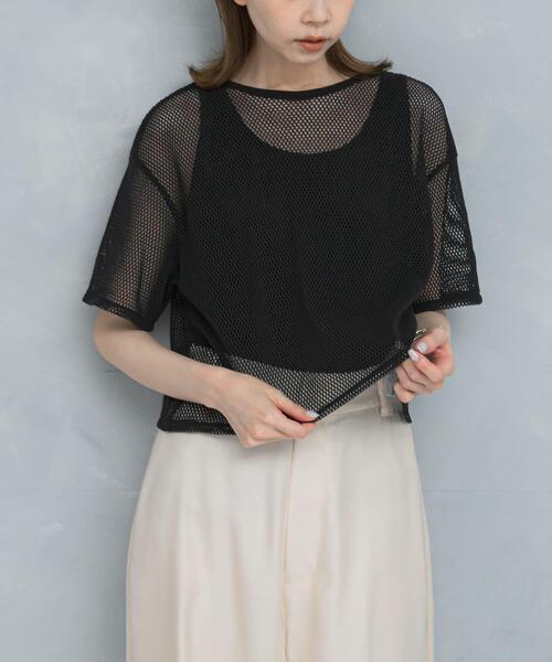 URBAN RESEARCH ROSSO WOMEN(アーバンリサーチ ロッソ)の「レイヤードメッシュカットソー(Tシャツ/カットソー・レディース・モカ/ブラック・FREE)」の16枚目の写真