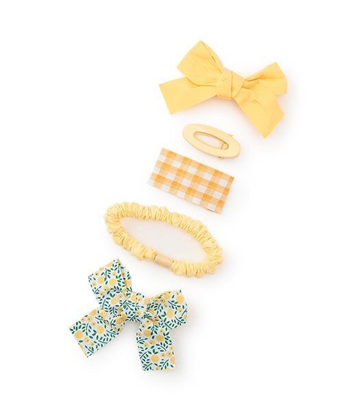 petit main(プティマイン)の「リボンヘアピンセット/L(ヘアピン・キッズ・ブルー/ピンク/イエロー・F)」の1枚目の写真