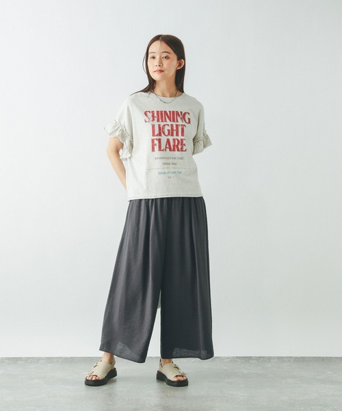 GLOBAL WORK（グローバルワーク）の「ギャザーフレアワイドパンツ/575808（その他パンツ・レディース・スミクロ/ブラウン/ブルー・MEDIUM/SMALL/LARGE）」の5枚目の写真