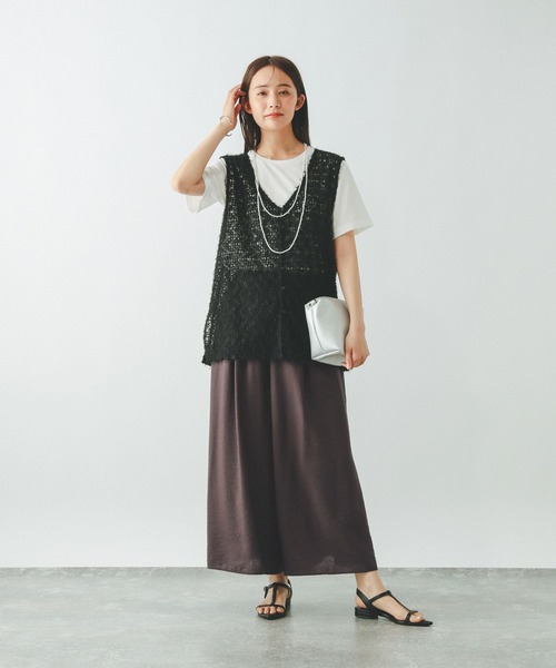 GLOBAL WORK（グローバルワーク）の「ギャザーフレアワイドパンツ/575808（その他パンツ・レディース・スミクロ/ブラウン/ブルー・MEDIUM/SMALL/LARGE）」の8枚目の写真