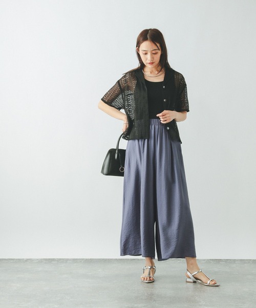 GLOBAL WORK（グローバルワーク）の「ギャザーフレアワイドパンツ/575808（その他パンツ・レディース・スミクロ/ブラウン/ブルー・MEDIUM/SMALL/LARGE）」の12枚目の写真