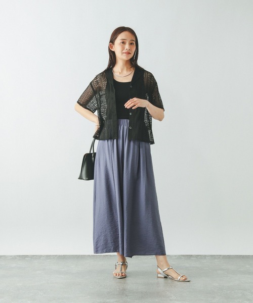 GLOBAL WORK（グローバルワーク）の「ギャザーフレアワイドパンツ/575808（その他パンツ・レディース・スミクロ/ブラウン/ブルー・MEDIUM/SMALL/LARGE）」の13枚目の写真