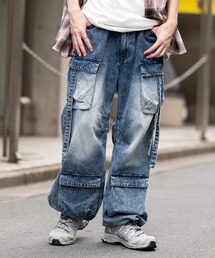 Vintage Washed Denim Cargo / ウォッシュ加工カーゴデニムパンツ