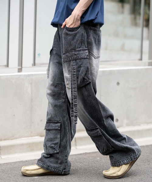 【新品未使用品】リリック　デニム カーゴパンツ 12ポケット マルチポケット　M Lyric(リリック) マルチポケットデニムカーゴパンツ メンズ パンツ