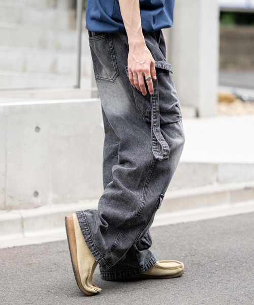 WEGO(ウィゴー)の「WEGO/イージーマルチポケットデニムカーゴ(カーゴパンツ・メンズ・スカイブルー/ブラック系3・LARGE/MEDIUM)」の13枚目の写真
